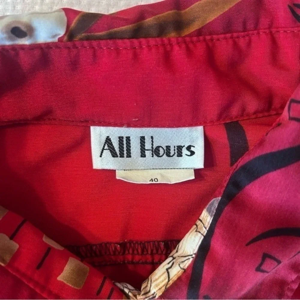 All Hours Red Button Down‎ Shirt Blouse Size 40